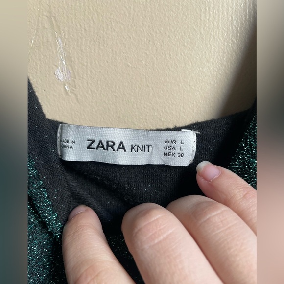 ZARA Sparkle Bodysuit size L ruffle top tank - Picture 2 of 6